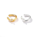 Organic Liquid Metal Ear Cuff - S925 Sterling Silver with Teardrop Zircon - floysun