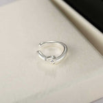 Organic Liquid Metal Ear Cuff - S925 Sterling Silver with Teardrop Zircon - floysun
