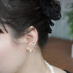 Organic Liquid Metal Ear Cuff - S925 Sterling Silver with Teardrop Zircon - floysun
