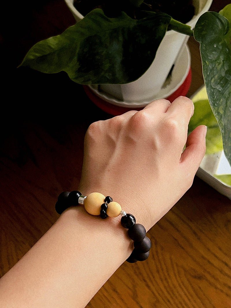 Oriental Blessing Ebony & Boxwood Gourd Beaded Bracelet - floysun