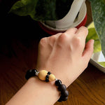 Oriental Blessing Ebony & Boxwood Gourd Beaded Bracelet - floysun