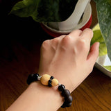 Oriental Blessing Ebony & Boxwood Gourd Beaded Bracelet - floysun