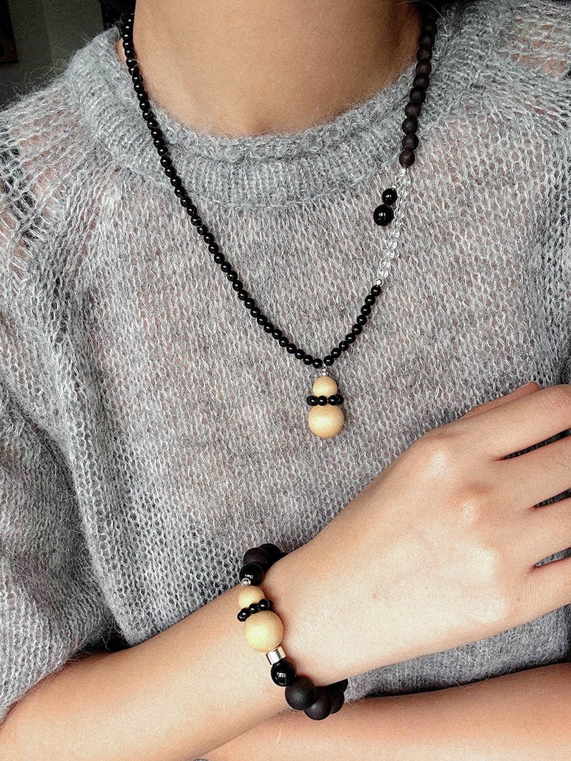 Oriental Blessing Ebony & Boxwood Gourd Beaded Bracelet - floysun