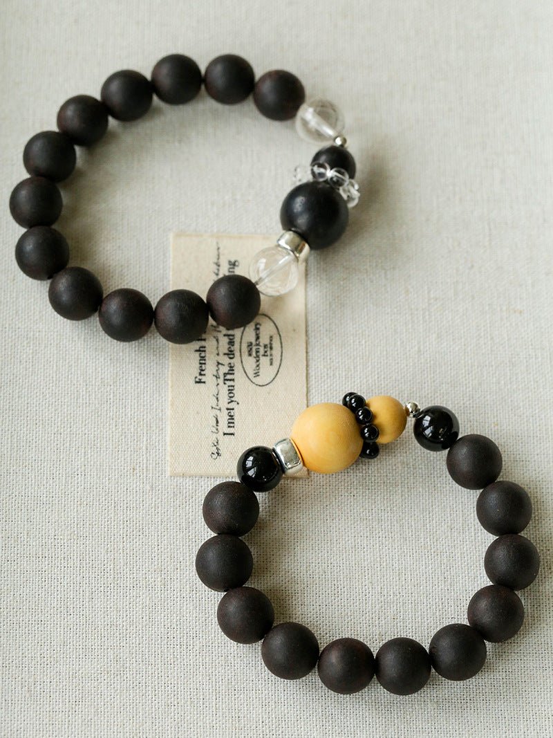 Oriental Blessing Ebony & Boxwood Gourd Beaded Bracelet - floysun