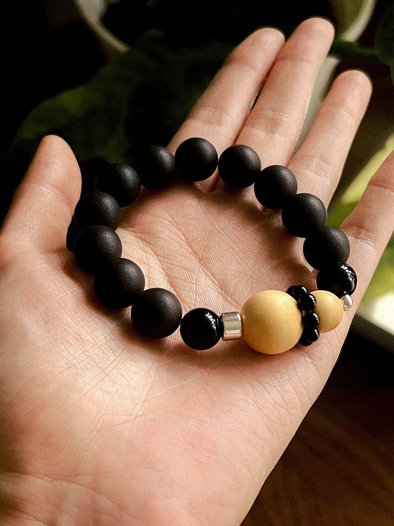 Oriental Blessing Ebony & Boxwood Gourd Beaded Bracelet - floysun