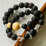 Oriental Blessing Ebony & Boxwood Gourd Beaded Bracelet - floysun
