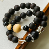 Oriental Blessing Ebony & Boxwood Gourd Beaded Bracelet - floysun