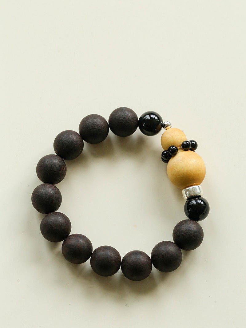Oriental Blessing Ebony & Boxwood Gourd Beaded Bracelet - floysun