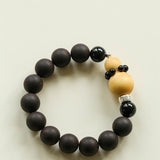 Oriental Blessing Ebony & Boxwood Gourd Beaded Bracelet - floysun