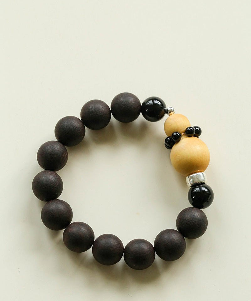Oriental Blessing Ebony & Boxwood Gourd Beaded Bracelet - floysun