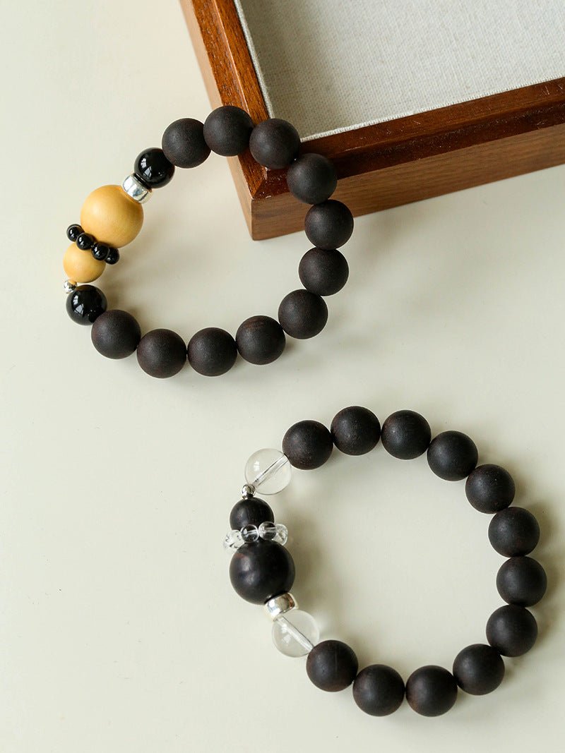 Oriental Blessing Ebony & Boxwood Gourd Beaded Bracelet - floysun