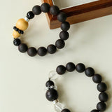 Oriental Blessing Ebony & Boxwood Gourd Beaded Bracelet - floysun