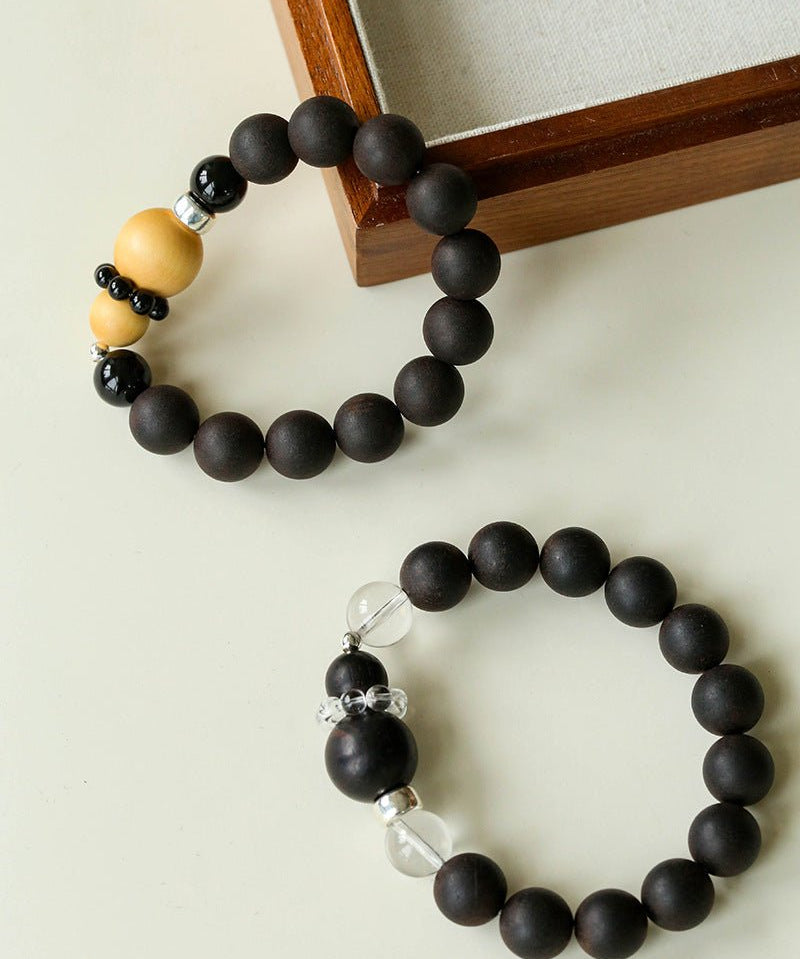 Oriental Blessing Ebony & Boxwood Gourd Beaded Bracelet - floysun