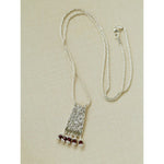 Oriental Chased Floral Rectangle Pendant Necklace - floysun