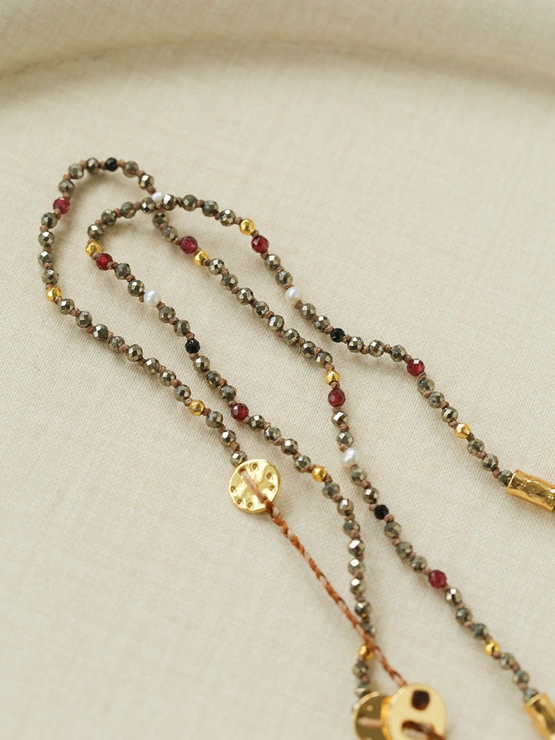 Oriental Chased Floral Rectangle Pendant Necklace - floysun