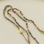 Oriental Chased Floral Rectangle Pendant Necklace - floysun