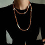 Oriental Luxe Long Sandalwood & Pearl Necklace - floysun