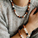 Oriental Luxe Sandalwood & Pearl Necklace - floysun