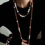 Oriental Luxe Sandalwood & Pearl Necklace - floysun