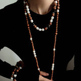 Oriental Luxe Sandalwood & Pearl Necklace - floysun