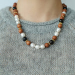 Oriental Luxe Sandalwood & Pearl Necklace - floysun