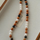 Oriental Luxe Sandalwood & Pearl Necklace - floysun