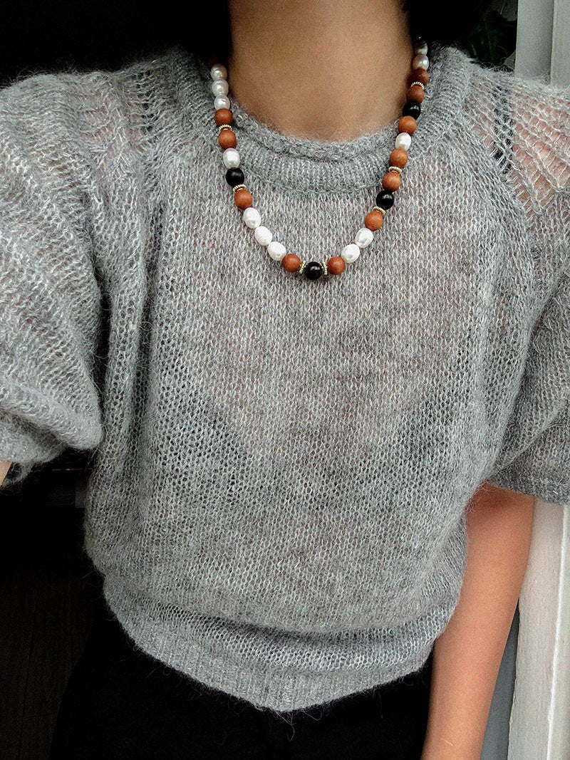 Oriental Luxe Sandalwood & Pearl Necklace - floysun