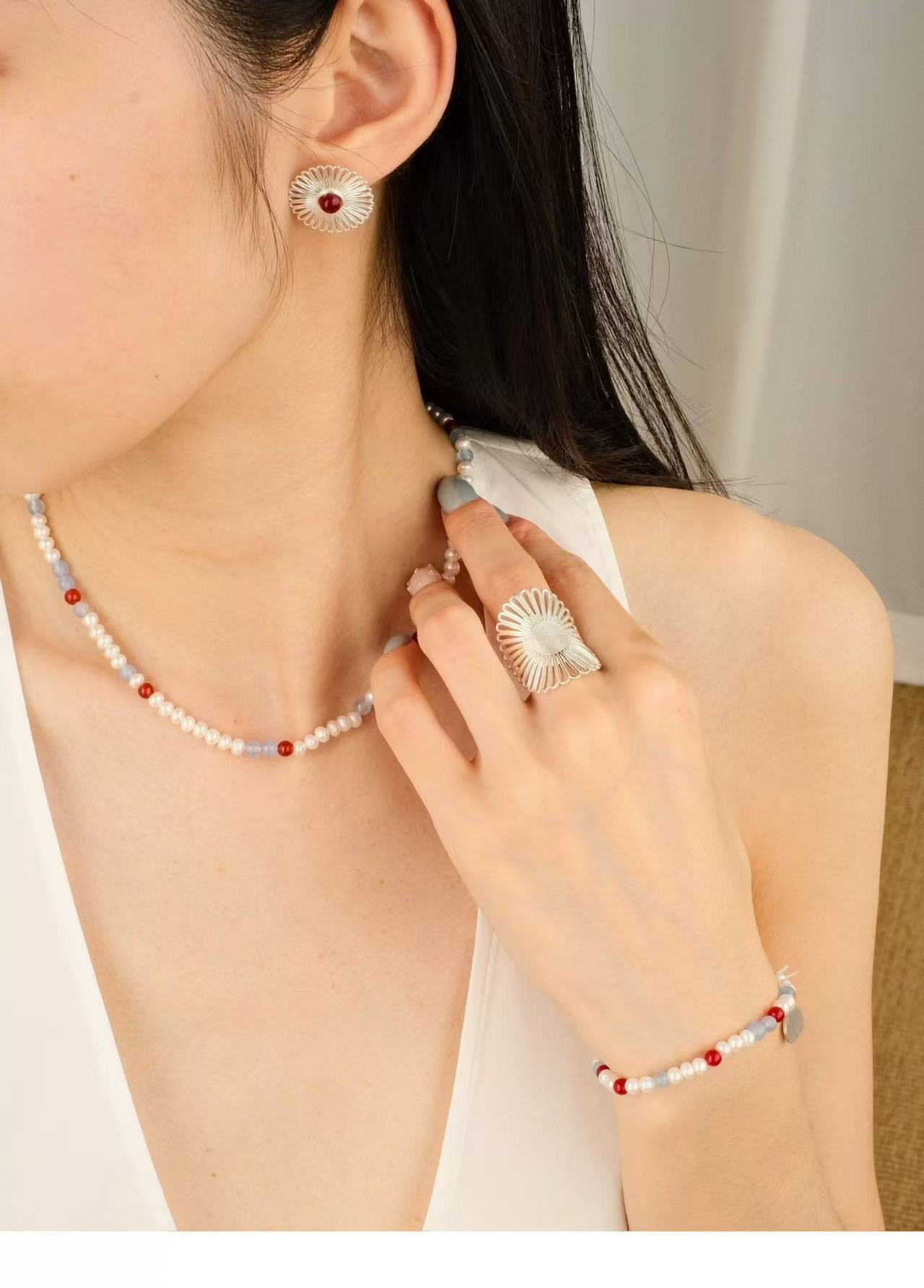 Oriental Sun Blossom Earrings - floysun