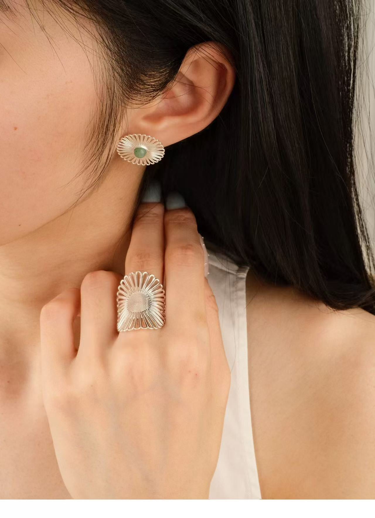 Oriental Sun Blossom Earrings - floysun