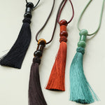 Oriental Tassel Necklace with Natural Gemstones – Handmade Chinese Knot Design - floysun