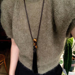 Oriental Tassel Necklace with Natural Gemstones – Handmade Chinese Knot Design - floysun