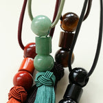 Oriental Tassel Necklace with Natural Gemstones – Handmade Chinese Knot Design - floysun