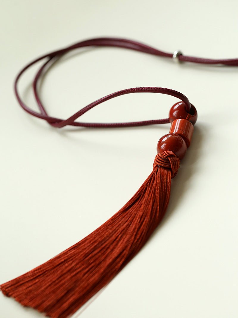 Oriental Tassel Necklace with Natural Gemstones – Handmade Chinese Knot Design - floysun