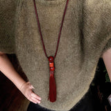 Oriental Tassel Necklace with Natural Gemstones – Handmade Chinese Knot Design - floysun