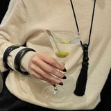 Oriental Tassel Necklace with Natural Gemstones – Handmade Chinese Knot Design - floysun