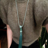 Oriental Tassel Necklace with Natural Gemstones – Handmade Chinese Knot Design - floysun