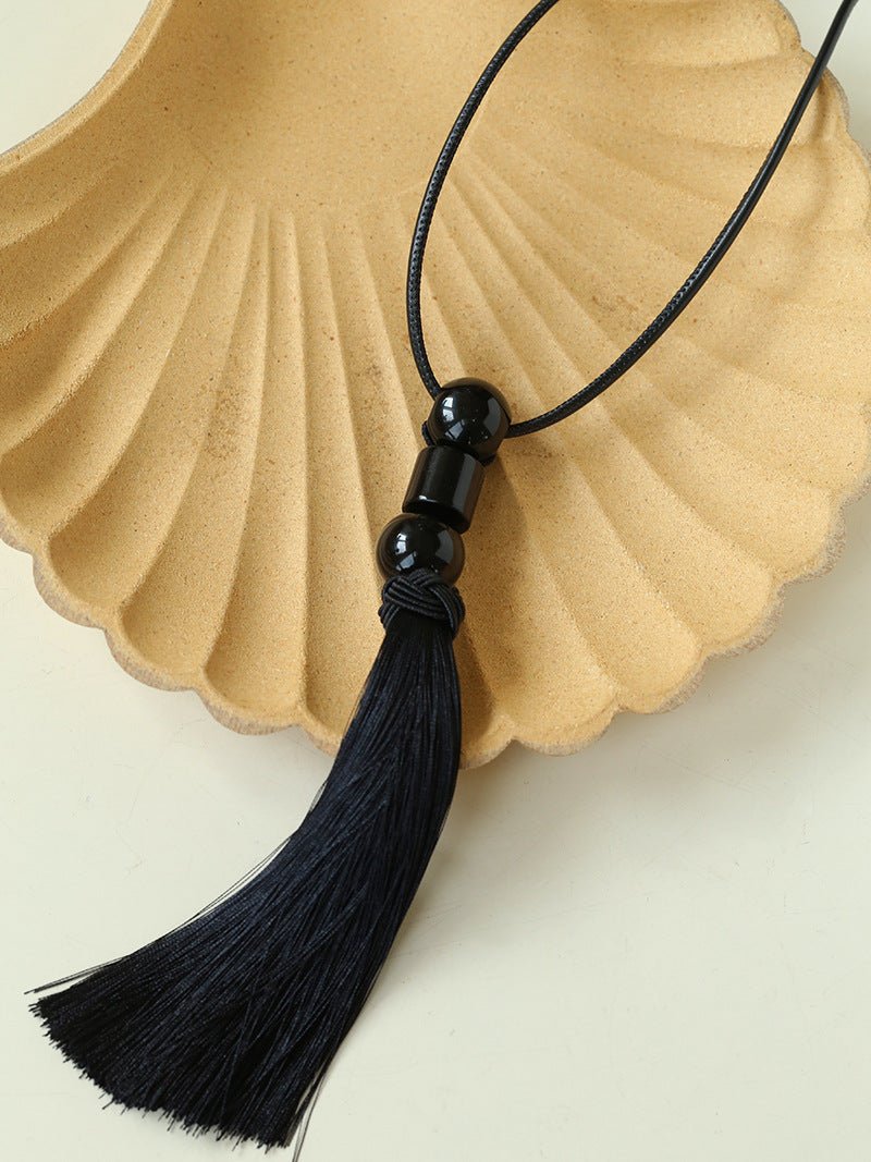 Oriental Tassel Necklace with Natural Gemstones – Handmade Chinese Knot Design - floysun