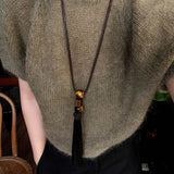 Oriental Tassel Necklace with Natural Gemstones – Handmade Chinese Knot Design - floysun