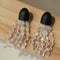 Original Black Wood Gemstone Tassel Earrings - floysun