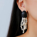 Original Black Wood Gemstone Tassel Earrings - floysun
