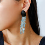 Original Black Wood Gemstone Tassel Earrings - floysun