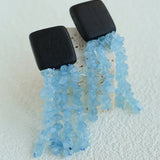 Original Black Wood Gemstone Tassel Earrings - floysun