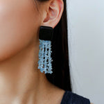 Original Black Wood Gemstone Tassel Earrings - floysun