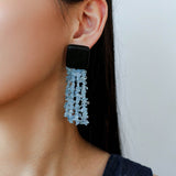 Original Black Wood Gemstone Tassel Earrings - floysun
