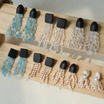 Original Black Wood Gemstone Tassel Earrings - floysun