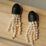 Original Black Wood Gemstone Tassel Earrings - floysun