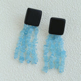 Original Black Wood Gemstone Tassel Earrings - floysun