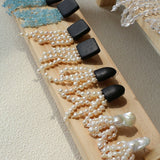 Original Black Wood Gemstone Tassel Earrings - floysun