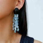 Original Black Wood Gemstone Tassel Earrings - floysun