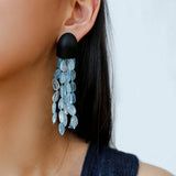 Original Black Wood Gemstone Tassel Earrings - floysun